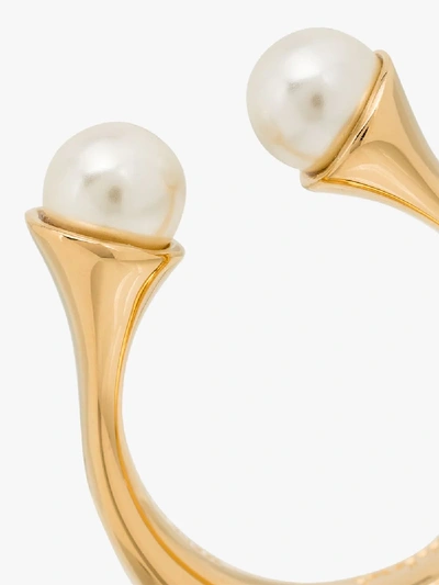 Shop Chloé Gold Tone Darcey Twin Pearl Ring