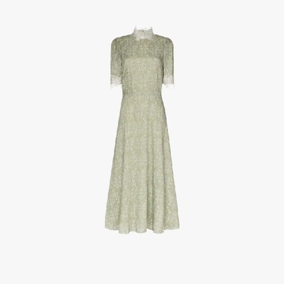 Shop Masterpeace High Neck Lace Trim Dress In Green