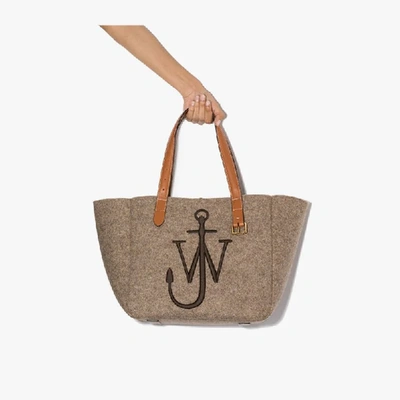 Shop Jw Anderson Anchor Logo-print Tote Bag In Grey