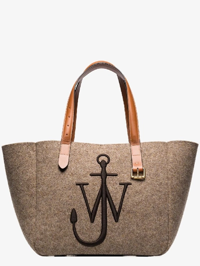 Shop Jw Anderson Anchor Logo-print Tote Bag In Grey