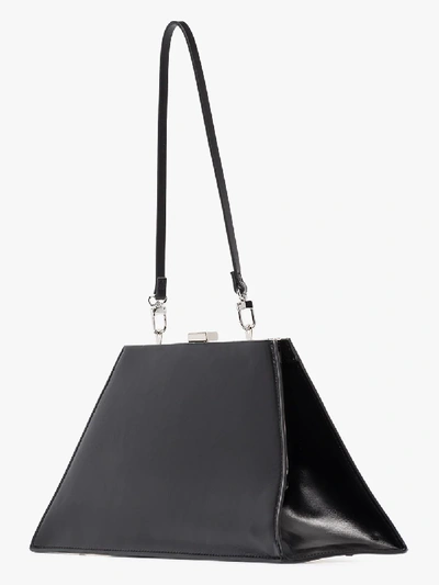 Shop Studio Amelia Black 4.1 Midi Trapeze Leather Bag