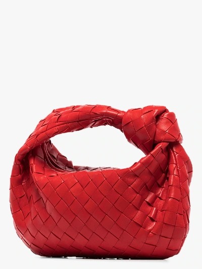 Shop Bottega Veneta Red Mini Jodie Intrecciato Bag