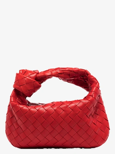 Shop Bottega Veneta Red Mini Jodie Intrecciato Bag