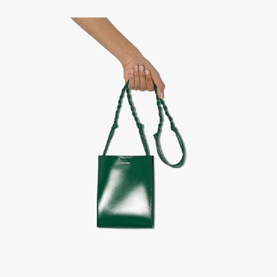 Shop Jil Sander Green Tangle Small Leather Cross Body Bag