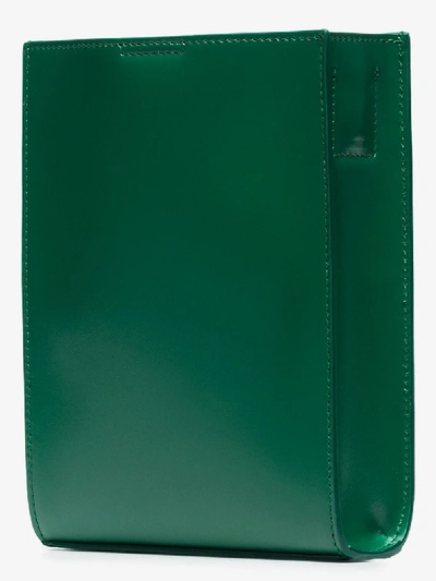 Shop Jil Sander Green Tangle Small Leather Cross Body Bag