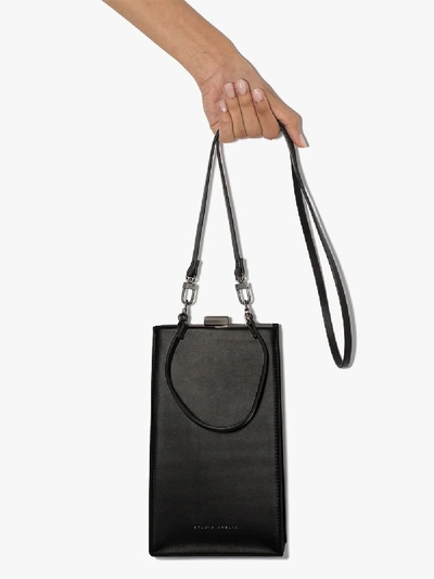 Shop Studio Amelia Black 4.2 Mini Envelope Leather Shoulder Bag