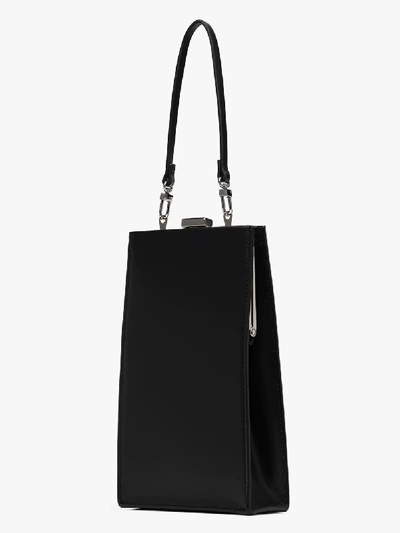 Shop Studio Amelia Black 4.2 Mini Envelope Leather Shoulder Bag