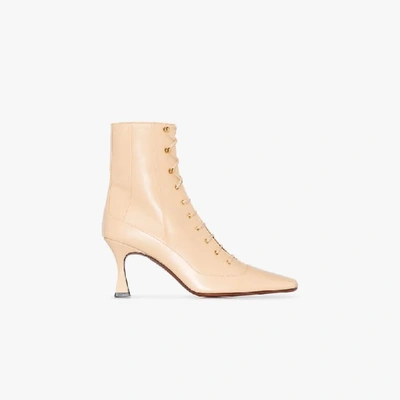 Shop Manu Atelier Neutral Duck 80 Leather Lace-up Boots In Neutrals