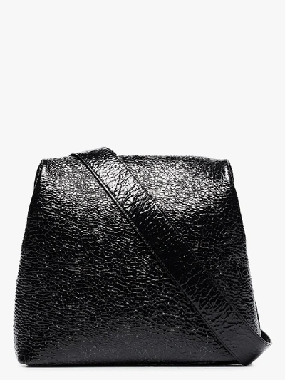 Shop Osoi Black Brot Wrinkled Leather Shoulder Bag