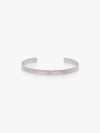 Shop Maison Margiela Sterling Silver Engraved Logo Cuff Bracelet