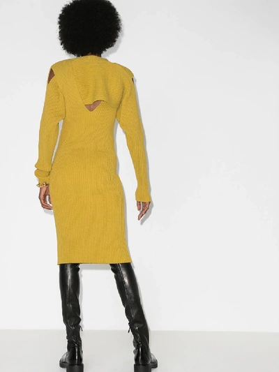 Shop Bottega Veneta Cutout Ribbed Knit Dress In Yellow