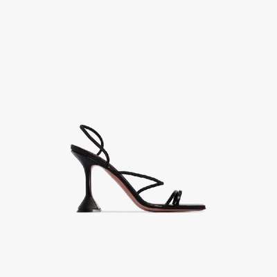 Shop Amina Muaddi Black Naima 95 Leather Sandals