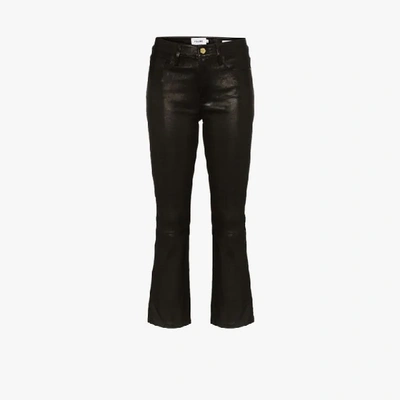 Shop Frame Le Crop Leather Trousers In Black