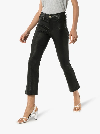 Shop Frame Le Crop Leather Trousers In Black