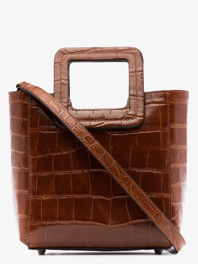 Shop Staud 'shirley' Handtasche In Kroko-optik In Brown