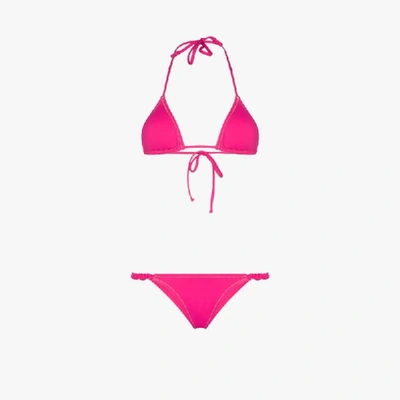 Shop Reina Olga Pink Scrunchie Triangle Bikini