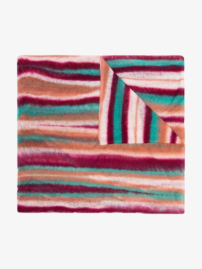 Shop Missoni Multicoloured Striped Cashmere Scarf In Pink