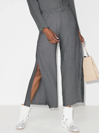 Shop Issey Miyake Plissé Split Trousers In Grey