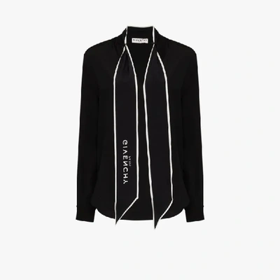 Shop Givenchy Logo Scarf Blouse In Black