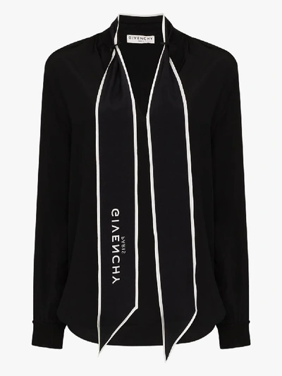 Shop Givenchy Logo Scarf Blouse In Black