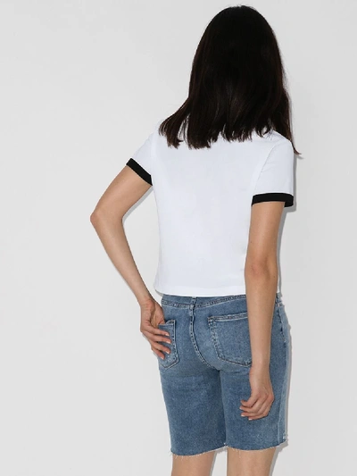 Shop Alexander Wang Logo Print Cropped Cotton T-shirt In White