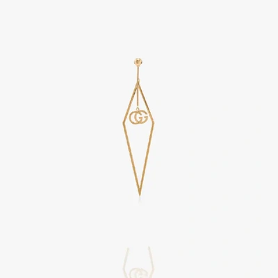 Shop Gucci 18k Yellow Gold Triangle Logo Drop Earring In 8000 Metallic