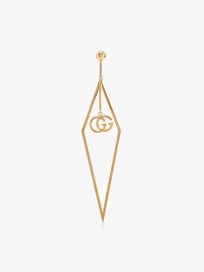 Shop Gucci 18k Yellow Gold Triangle Logo Drop Earring In 8000 Metallic