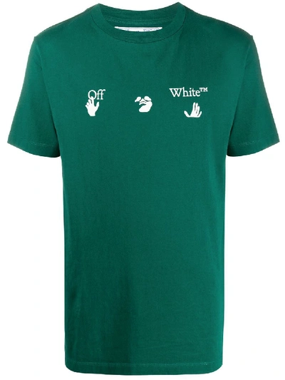 Shop Off-white Slim-fit Logo T-shirt Green/white