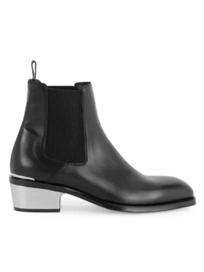 Shop Alexander Mcqueen Men's Leather Chelsea Boots In Black Silver