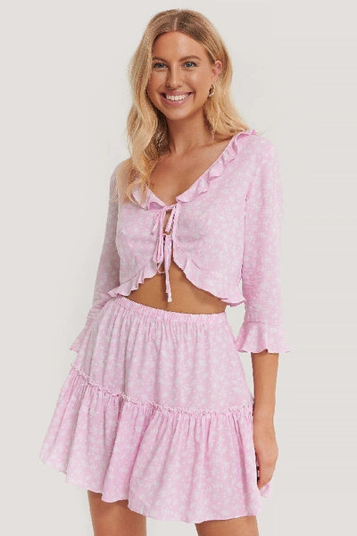 Shop Pamela X Na-kd Reborn Frill Mini Skirt - Pink In Pink Flower