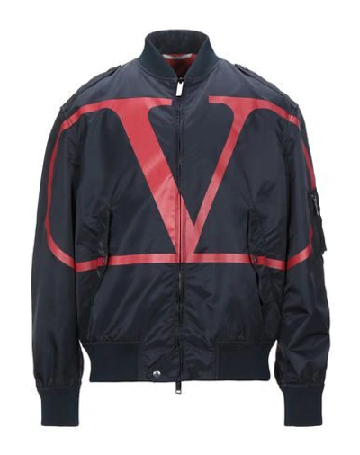 Shop Valentino Jackets In Dark Blue