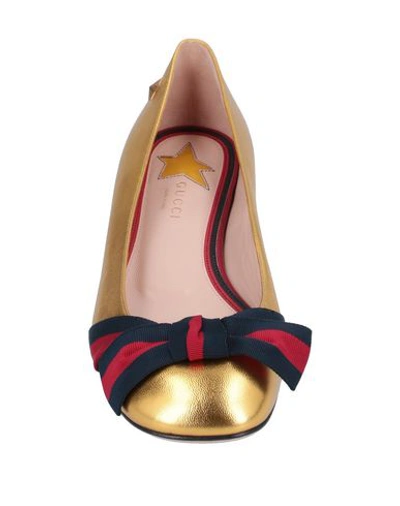 Shop Gucci Ballet Flats In Gold