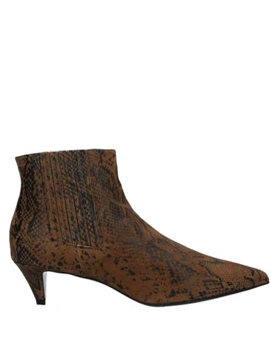 Shop Celine Ankle Boots In Brown