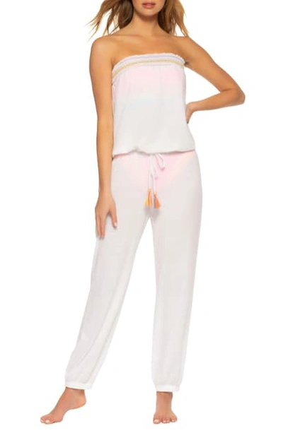 Shop Soluna Malibu Strapless Drawstring Waist Jumpsuit In White