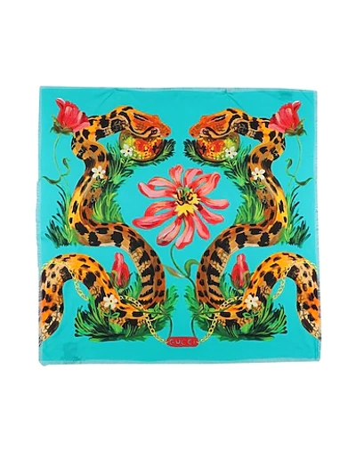 Shop Gucci Square Scarf In Turquoise