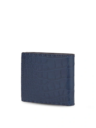 Shop Fendi Folding Wallet In Blue