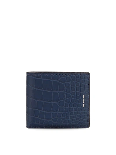 Shop Fendi Folding Wallet In Blue