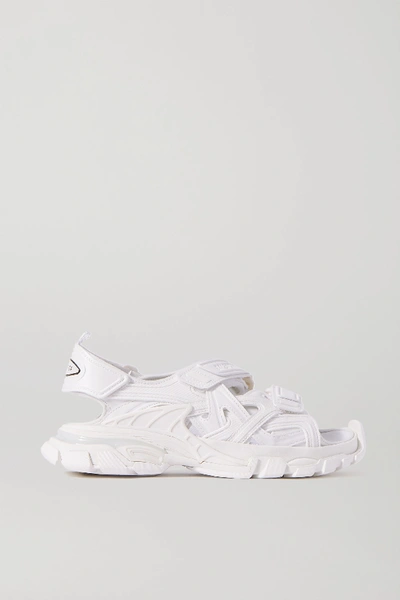 Shop Balenciaga Track Logo-detailed Leather And Rubber Sandals In White