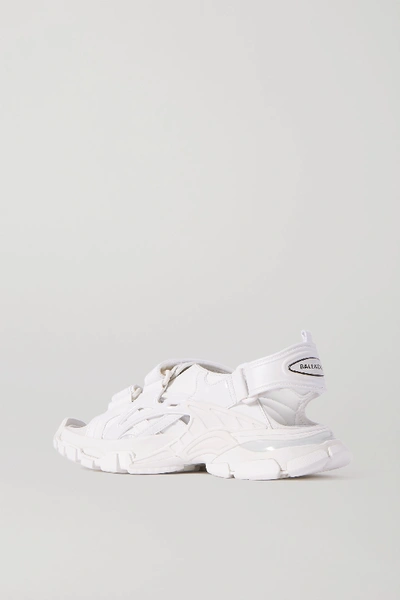 Shop Balenciaga Track Logo-detailed Leather And Rubber Sandals In White