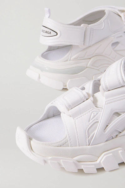 Shop Balenciaga Track Logo-detailed Leather And Rubber Sandals In White