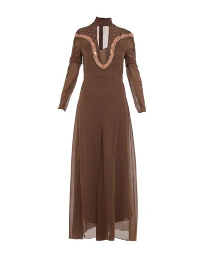 Shop Chloé Long Dresses In Dark Brown