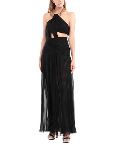Shop Moschino Woman Maxi Dress Black Size 8 Silk, Polyamide, Elastane, Glass, Acrylic