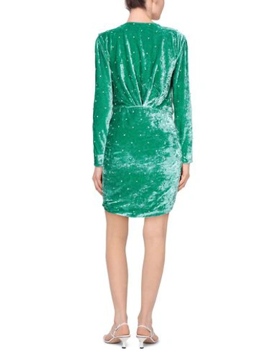Attico Crystal-embellished Ruched Stretch-velvet Mini Dress In Green