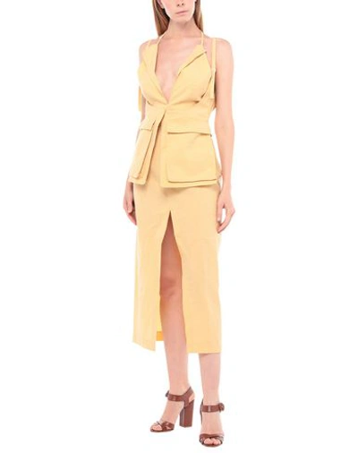 Shop Jacquemus 3/4 Length Dresses In Yellow