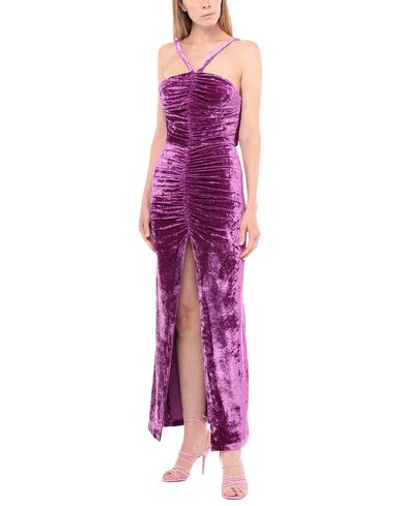 Shop Attico The  Woman Long Dress Purple Size 8 Viscose, Polyamide, Elastane