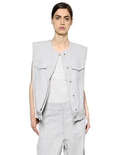 Maison Margiela Coated Linen Vest In Off White