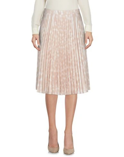 Burberry Printed Pleated Midi Skirt In Beige