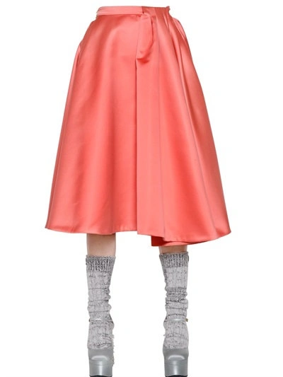 Rochas Duchesse Skirt With Pleated Section In Orange