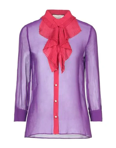 Shop Gucci Silk Shirts & Blouses In Purple