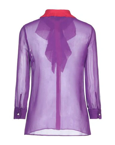 Shop Gucci Silk Shirts & Blouses In Purple